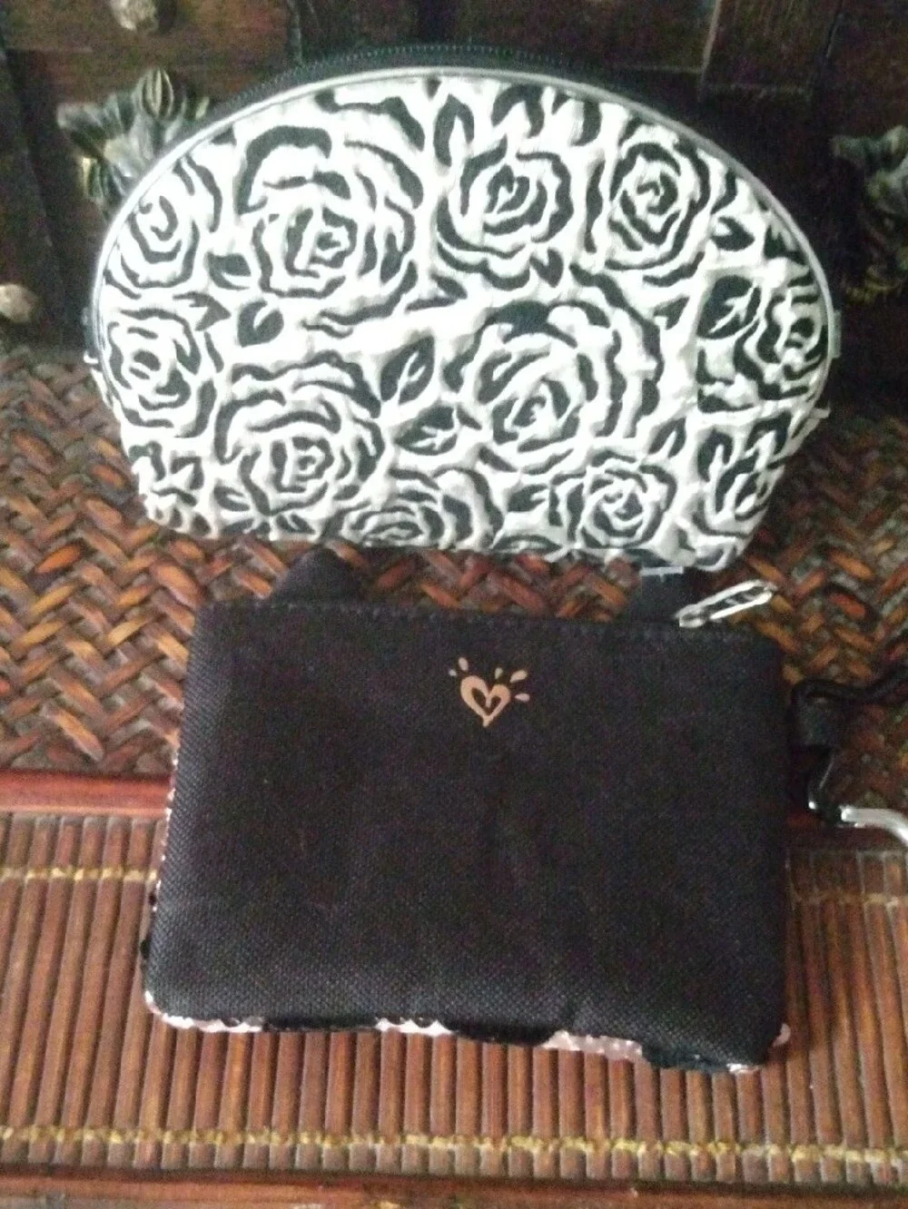 3 Stylish Black & White Floral and 1 Leopard Print Women's Coin Purses
